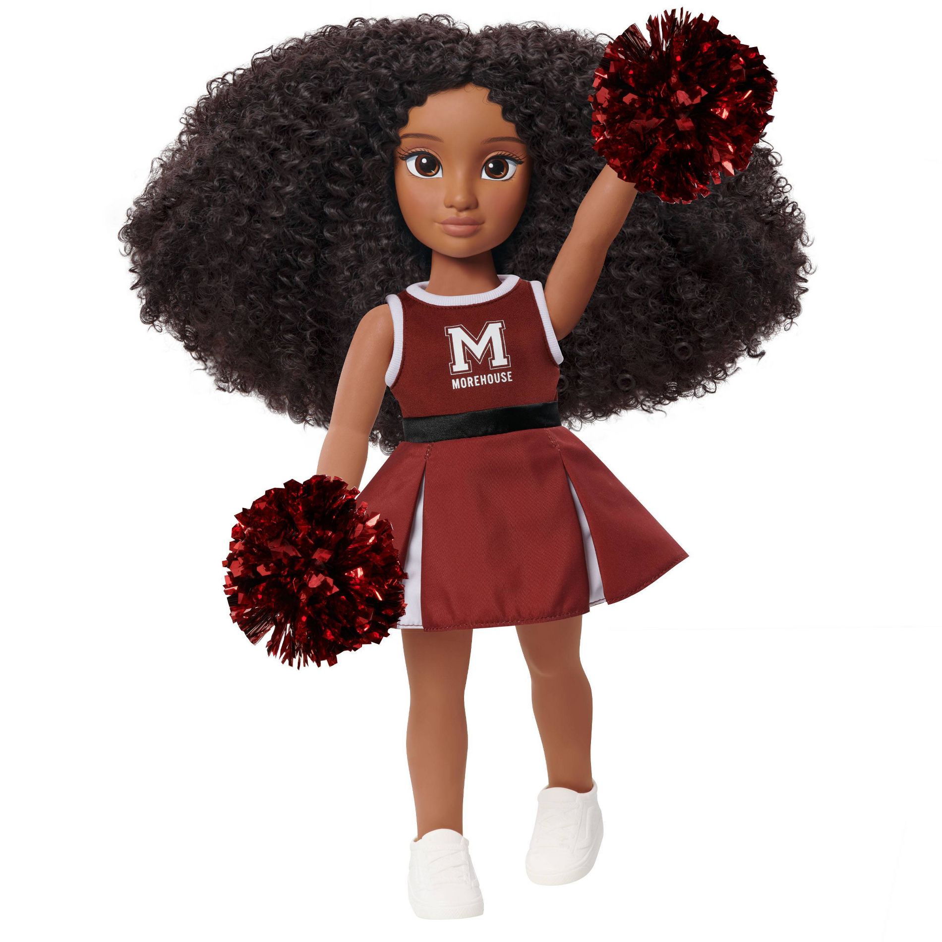 HBCyoU Morehouse Cheer Captain Doll: Articulated Curly Hair Fashion Doll, Plastic, Brown Eyes