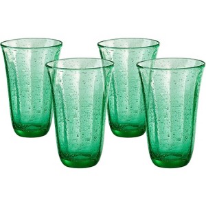 ARTLAND Savannah Green Bubble Glass 18 Ounce Highball Tumbler, Set of 4 - 1 of 2