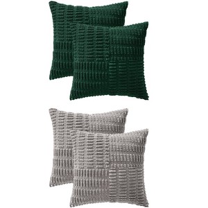 REGALWOVEN 4 Pcs Solid Corduroy Soft Decorative Throw Pillow Covers for Modern Farmhouse Home Decor 18 x 18 Inch - 1 of 4
