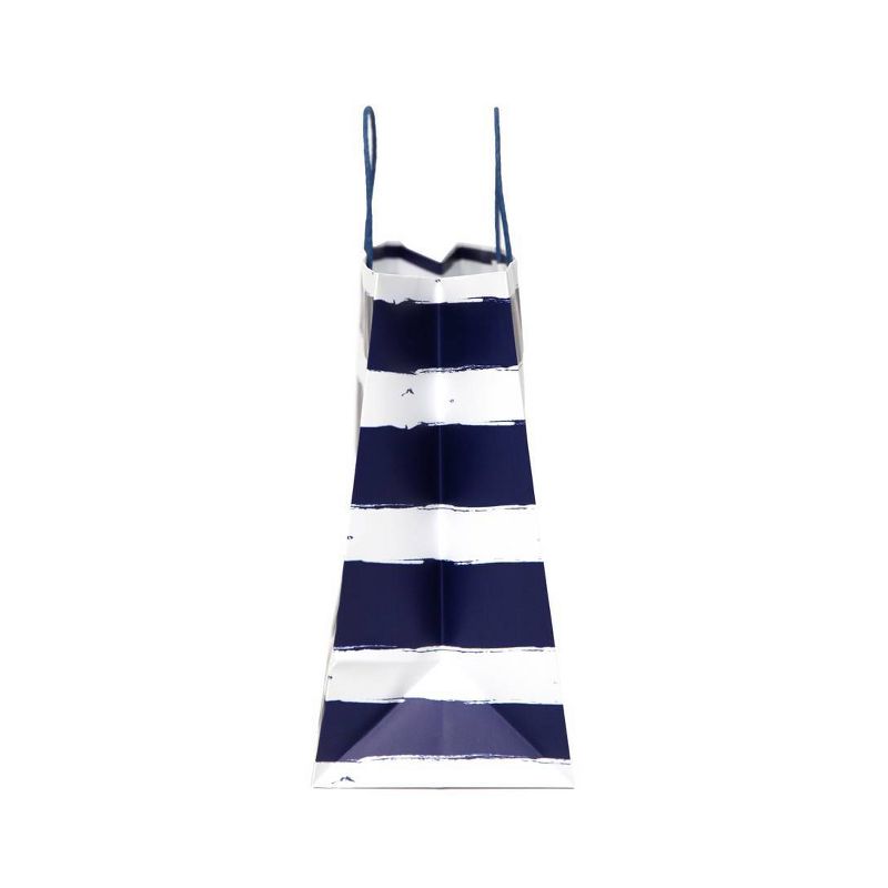 XL Vogue Bag Horizontal Navy Striped on White - Spritz&#8482;: Large Matte Laminated, Twisted-Paper Handle, All Occasions, 2 of 4