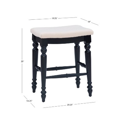 Marino 25" Black Wood and Linen Backless Counter Stool