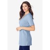 Roaman's Women's Plus Size V Neck Pointelle Tee - 4 of 4