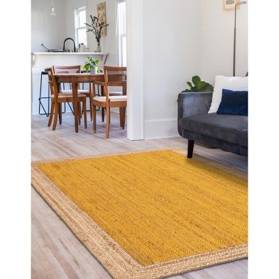 Handmade Yellow Braided Jute Rectangular Area Rug