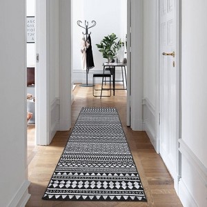 Washable Modern Geometric Printed Rug Non Slip Low Pile Rug Soft Throw Floor Cover Foldable Indoor Carpet for Living Room Bedroom Playroom - 1 of 4