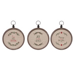 Transpac MDF Merry & Bright Signs Set of 3 Christmas Home Decorations - 1 of 1