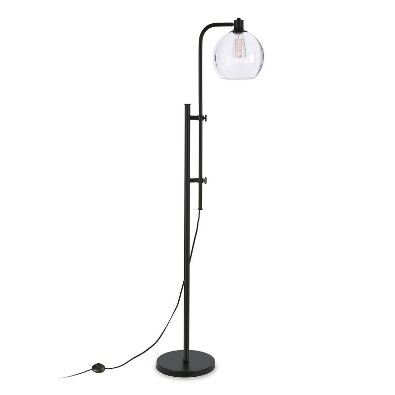 Hampton & Thyme Height-Adjustable Floor Lamp with Glass Shade, 1 of 11