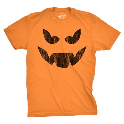 Mens Evil Eddie Pumpkin T Shirt Funny Halloween Jack O Lantern Dark Smile Tee For Guys - Crazy Dog Men's T Shirt Orange M