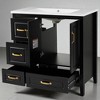 36" Freestanding Bathroom Vanity with Resin Sink, Soft-Close Cabinet & 4 Drawers, Gold Metal Handles, Open Back Design - 4 of 4