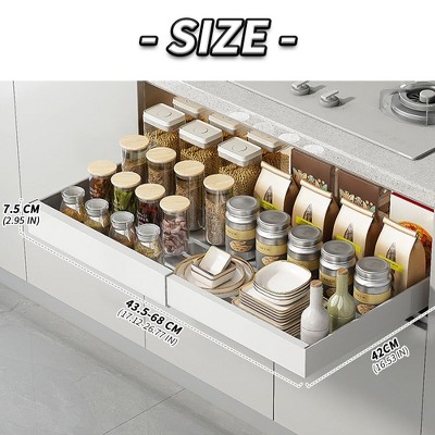 TruAIR Pull-Out Cabinet Organizer ¨C No-Drill Adhesive Install (white 43.5-68cm, Heavy-Duty Carbon Steel, 3-Slide Rails for Kitchen Storage) — фото 2