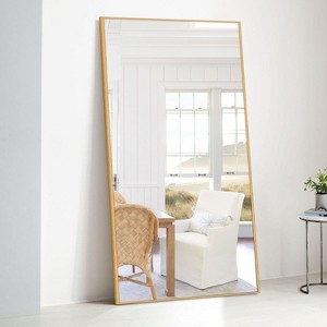 Dovelina Modern Rectangular Aluminium Fine Edge Black Hanging Mirror Decorative Wall Mirror - 1 of 4