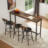 DSVIMOY Counter and Bar Stool Set with 3 PU Upholstered Stools Industrial Design for Kitchen and Living Room, Brown, 67.32"*19.49"*5.31" - 2 of 4