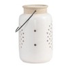 Sagebrook Home Ceramic Lantern - Contemporary Ivory and Beige Flower Cut-Out Creative Decorative Lantern with Handle for Indoor or Outdoor Use - 3 of 4