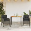 vidaXL 3 Piece Patio Dining Set with Cushions Gray - Poly Rattan Outdoor Furniture for Garden, Backyard, Patio - Table and 2 Chairs - 2 of 4