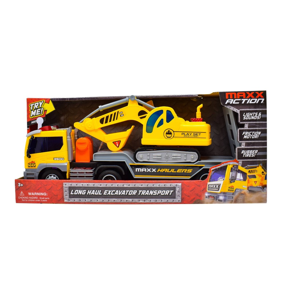 UPC 818929018286 product image for Maxx Action Long Haul Excavator Transport Truck | upcitemdb.com