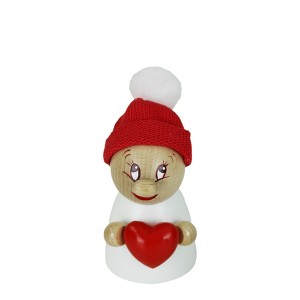 Steinbach Wooden Clumsy Mini Collection, Valentine with Red Heart and Fabric Beanie, Big Bobble - 1 of 4