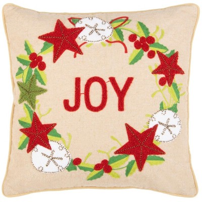 Jolly Joy Pillow - Green/Red/Beige - 12"X20" - Safavieh
