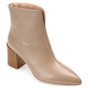 Journee Collection Womens Kayden Tru Comfort Foam Back Heel Zip Stacked Heel Booties Taupe 7.5 - 1 of 4