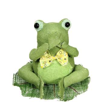 Northlight 7.5" Green, Yellow and White Decorative Sitting Frog Spring Decoration