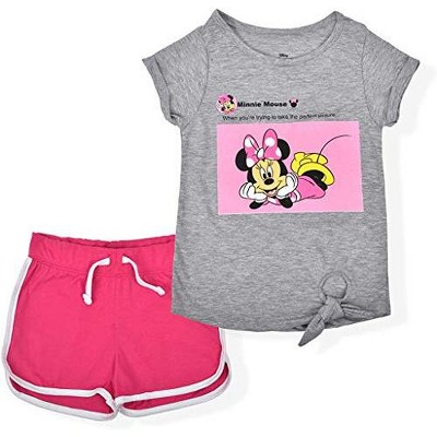Photo 1 of Disney Girl's 2-Pack Minnie Mouse Graphic Tee and Lounge Shorts Set for Toddler