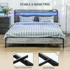 King Size Upholstered Platform Bed with Storage Headboard and LED Lights - 3 of 4