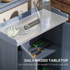 Dracelo Potting Bench, Outdoor Wooden Potting Table with Storage Cabinet with 2 Shelves, Gray - 4 of 4