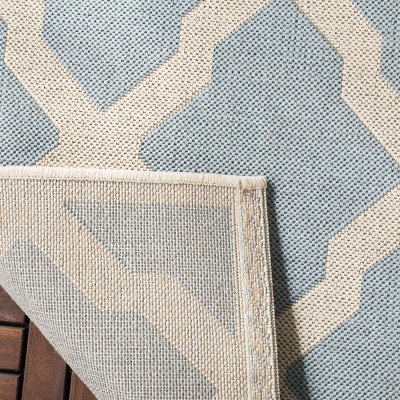 Aqua and Cream Rectangular Synthetic Easy Care Area Rug, 4' x 6'