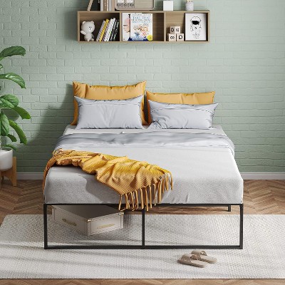 Twin Size Bed Frame, Metal Twin Bed Platform Frame 14 Inch with 3 in 1 Steel Support, No Box Spring Needed Easy to Assemble Black Sturdy Bedframe