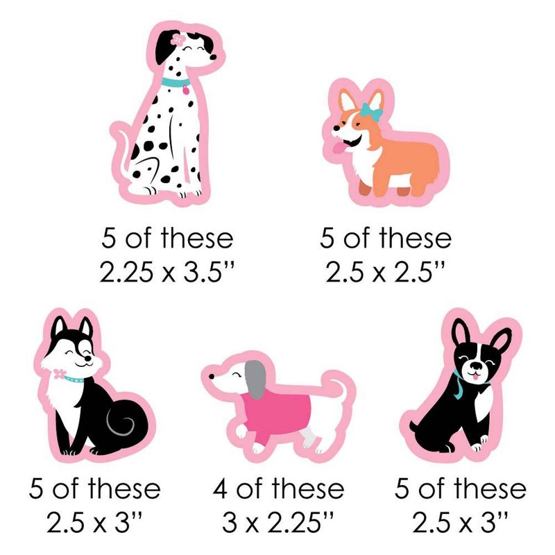 Big Dot of Happiness Pawty Like a Puppy Girl - DIY Shaped Pink Dog Baby Shower or Birthday Party Cut-Outs - 24 Count, 2 of 7
