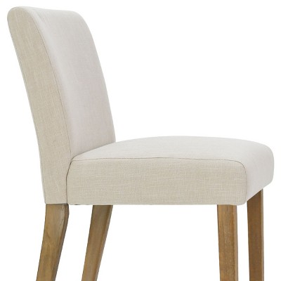 Beige Linen Upholstered Parsons Side Chair Set with Wood Legs