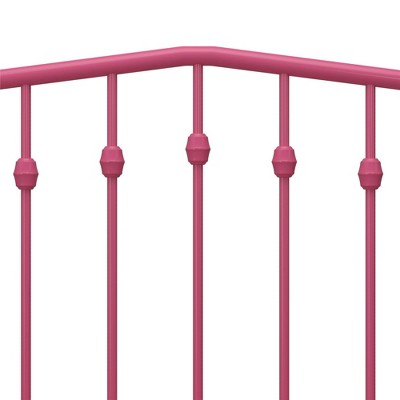 Hot Pink King Metal Platform Bed with Headboard and Slats