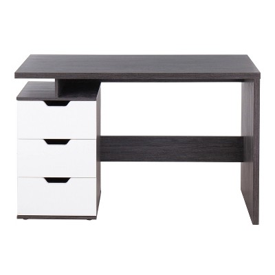 Quinn 47" Charcoal and White Wood Home Office Desk with Drawers