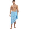 HAPPY BAY Men's Swimwear Beach Vacation Sarong Wrap for Men One Size Blue_White Leaf - 2 of 4
