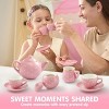 Joyfy Porcelain Tea Set for Girls, 12PCS Pink Childs Tea Party Set, Pretend Play Toys for Toddlers Kids Christmas Birthday Gifts Ages 3 4 5 - 3 of 4