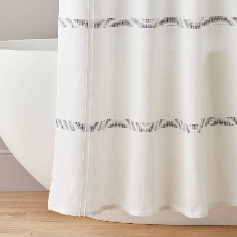 Simple Stripe Shower Curtain Gray/Cream - Hearth &#38; Hand&#8482; with Magnolia, 4 of 7