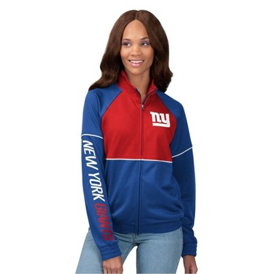 G-III Sports Womens New York Giants Track Jacket Sweatshirt, Blue, XX-Large