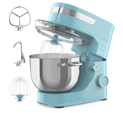 HOMCOM Stand Mixer with 6+1P Speed 600W Tilt Head Kitchen Electric Mixer  with 6 Qt Stainless Steel Mixing Bowl Beater Dough Hook and Splash Guard  for Baking Bread Cakes and Cookies White