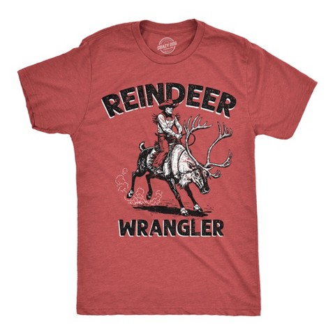 Мужские футболки Crazy Dog T-Shirts, Inc. Mens Funny T Shirts Reindeer Wrangler Sarcastic Christmas Graphic Novelty Tee For Men - Crazy Dog Men's T Shirt Gift For Christmas Red S