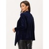 INSPIRE CHIC Women's Shawl Collar Pocket Open Front Velvet Cardigan - 4 of 4