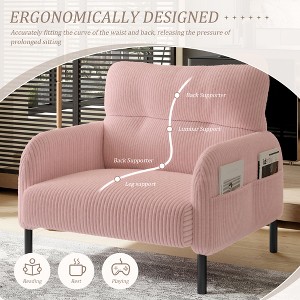 MOONMISS corduroy fabric, comfortable monochrome single person wide seat chair, suitable for living rooms and bedrooms - 1 of 4