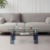 KIGFTSOD Tempered Glass Coffee Table, Modern Glass Coffee Table for Living Room, 2-Tier Storage Center Coffee Table - 2 of 4