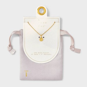 14K Gold Plated Round Initial Pendant Necklace - A New Day™ - 1 of 4