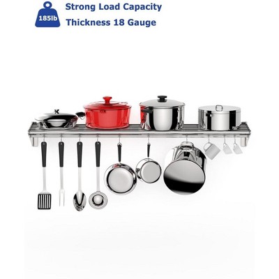 Whizmax Stainless Steel Wall Mount Kitchen Rack with Hooks