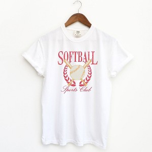 Simply Sage Market Women's Softball Sports Club Short Sleeve Garment Dyed Tee - 1 of 3