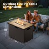 BDELITE Rectangle Outdoor Fire Pit Table with 40,000 BTU Output, Windshield, Glass Stones, Waterproof Cover-35*23*23.8 Inch - 3 of 4