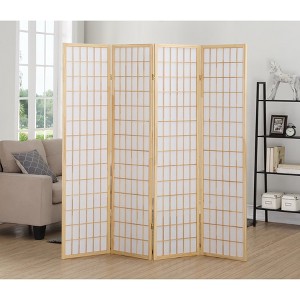 Gulches 4-Panel Natural Shoji Partition, Elegant Room Divider - 1 of 4