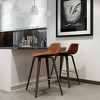 Gulches Mid Century Modern Counter/Bar Height Stool Set of 2, Deep Tan Vegan Faux Leather, Brown Veneer Frame, 36.2" H - 2 of 4