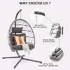 Jojoka Hanging Egg Chair with Stand,Patio Wicker Swing with Cushion,350lbs Capacity for Patio Balcony,Gray - 4 of 4