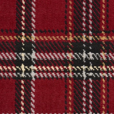 Red Plaid Rectangular Synthetic Area Rug 7' x 10'