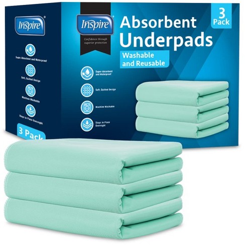 Inspire Super and Ultra Absorbent Disposable Bed Pads (23" X 36" Reusable 3 Pack) - image 1 of 4