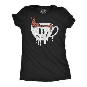 Womens Dripping Coffee Smile Funny T Shirts Caffeine Graphic Tee for Ladies - Crazy Dog Women's T Shirt - 1 of 4
